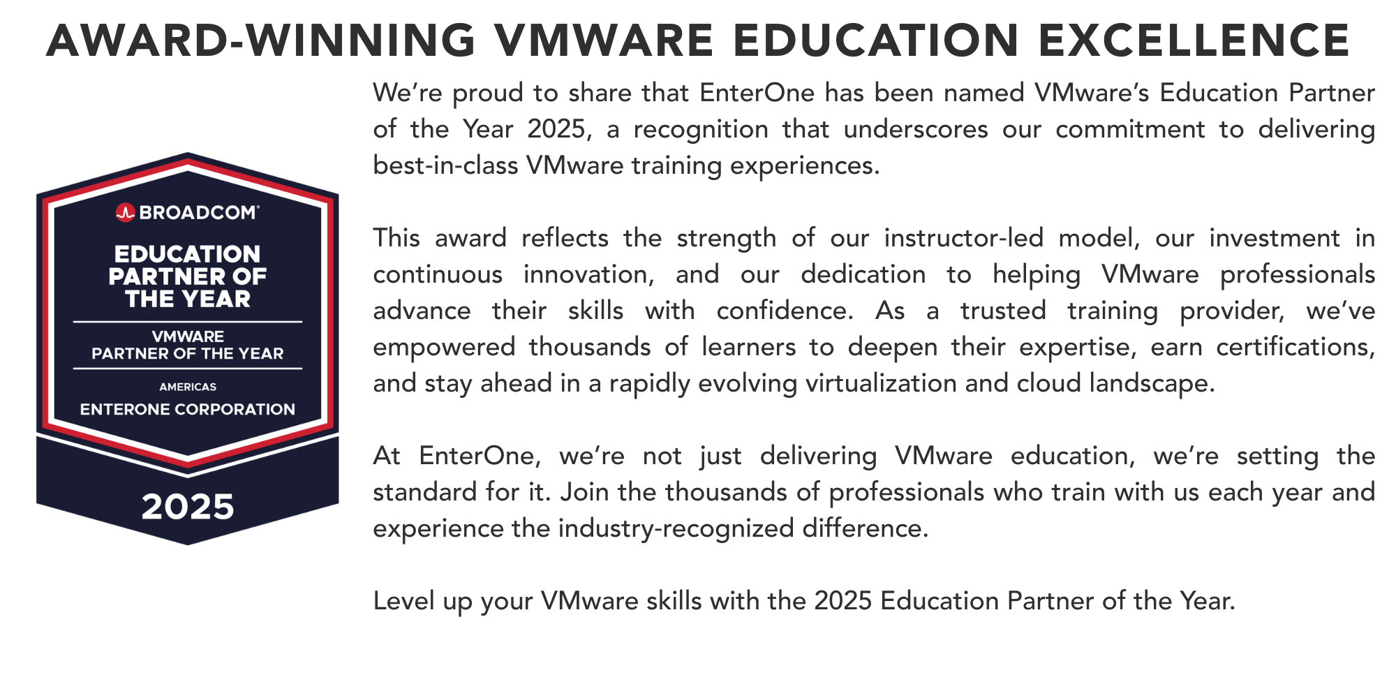 VMware 2025 Education Partner of the Year